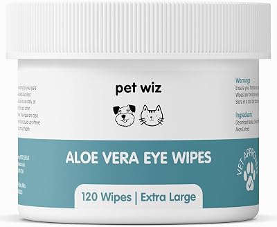 pet wiz Vet Approved 120 Extra Large Natural Eye Wipes Aloe Vera