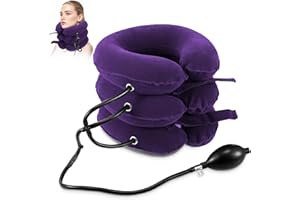 Jaximy Neck Stretcher, Cervical Traction Device, Neck Traction Device, Neck Pain Relief, Adjustable Inflatable Neck Brace & Neck Stretcher Cervical Traction, Neck Decompression Home Use (Purple)
