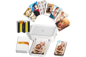 HPRT CP4100 4x6 Photo Printer with 108 Sheets & 2 Ribbons, Full-Color Thermal Dye Sublimation Wi-Fi Printing, Portable Instant Picture Printer for iPhone/Android, AR Video, Fun App, Home Use, White
