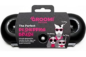 Groomi Tool for Animal - Deshedding and Undercoat Brush - Smooth Groomer for Cats, Dogs and Horses - Pet Dematting Comb - Combs for Grooming Animal - Black