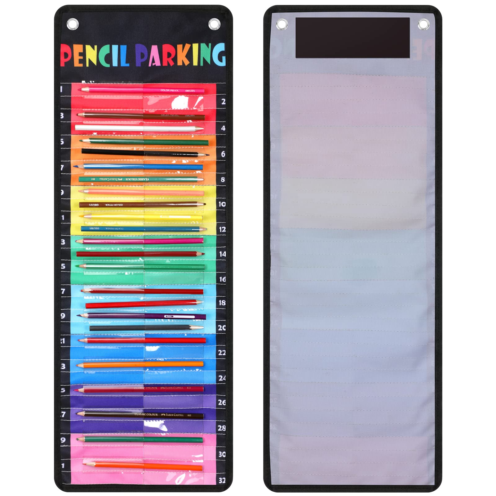 Photo 1 of Sabary Pencil Parking Pocket Chart Pencil Dispenser Organizer Holder Nylon Fabric with Grommets and Magnetic Strip for Kids Teachers Classroom School Storage Supplies(Delicate)