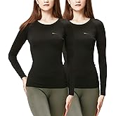 DEVOPS Women's 2 Pack Thermal Long Sleeve Shirts Compression Baselayer Tops