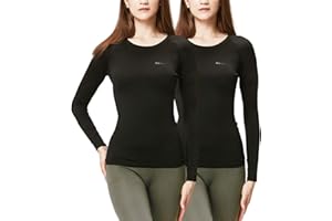 DEVOPS Women's 2 Pack Thermal Long Sleeve Shirts Compression Baselayer Tops