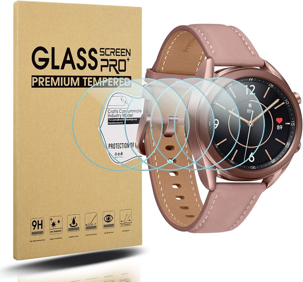 Diruite 5 Pack Samsung Galaxy Watch 3 41mm Screen Protector Tempered Glass