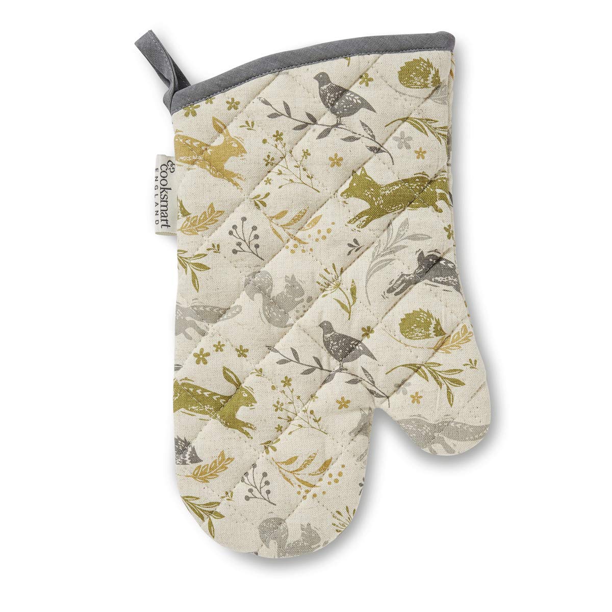Cooksmart British Designed Oven Gloves | Modern Design Gauntlet Oven Gloves Heat Resistant | Oven Mitt or Baking Gloves Perfect For Modern Kitchens - Woodland