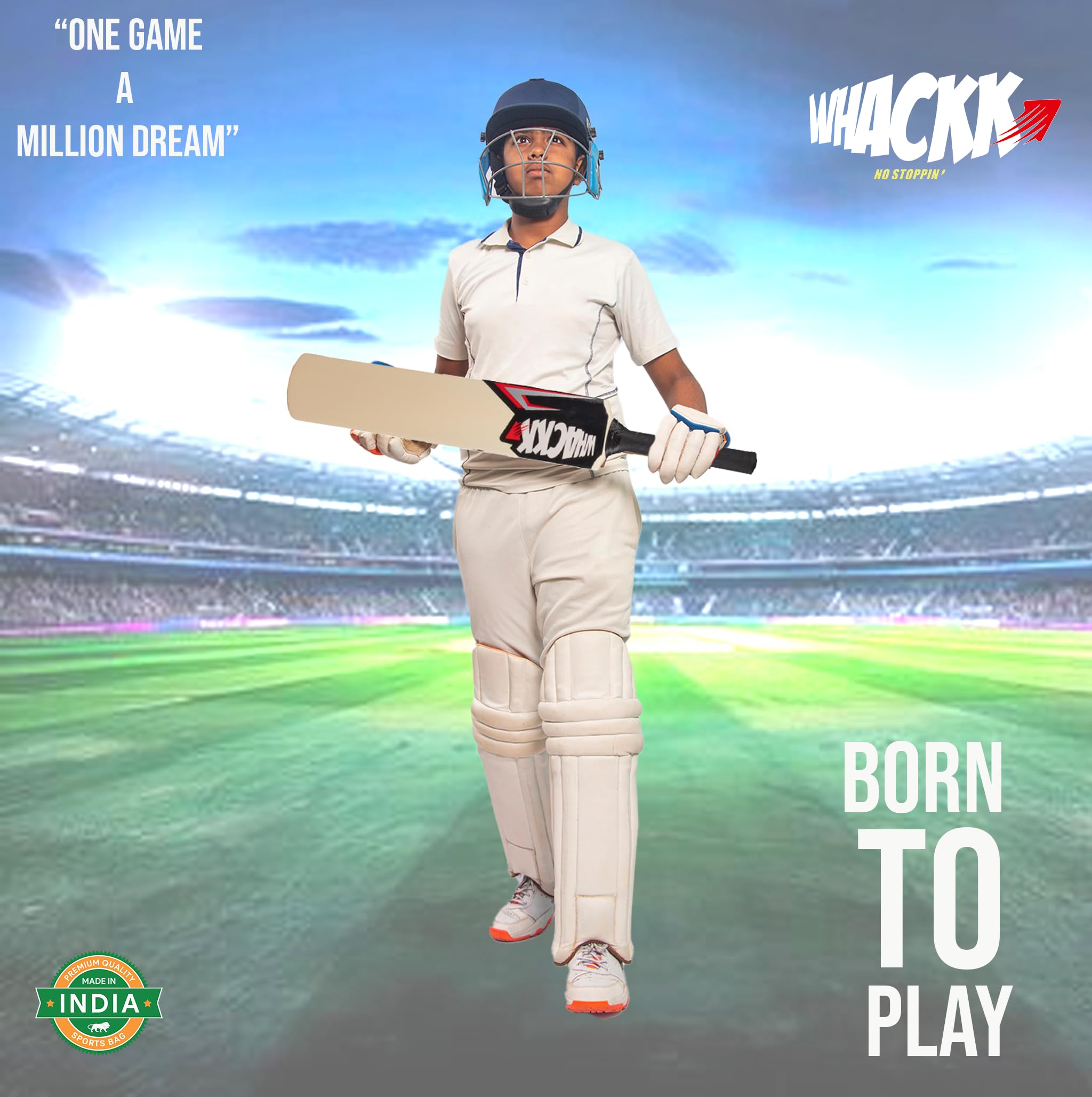 WHACKK Junior Cricket Bat Size 5 Ivory | Lightweight Kashmir Willow Style Bat for Kids Age 8-11 | Tennis Ball Cricket Bat for Boys & Girls Practice 4