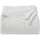 ARlinen 100% Tencel Cotton Waffle Blanket, Lightweight, Breathable, Soft All-Season Bed Blanket for Couch, Sofa, Perfect for Hot Sleepers, Twin (66x90), White