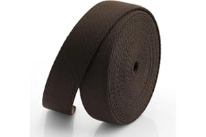 CRAFTMEMORE Heavy Cotton Webbing - Straps for Arts and Crafts, Luxury Bag Strap High Density Webbing (1 Inch x 5 Yards, Chocolate)