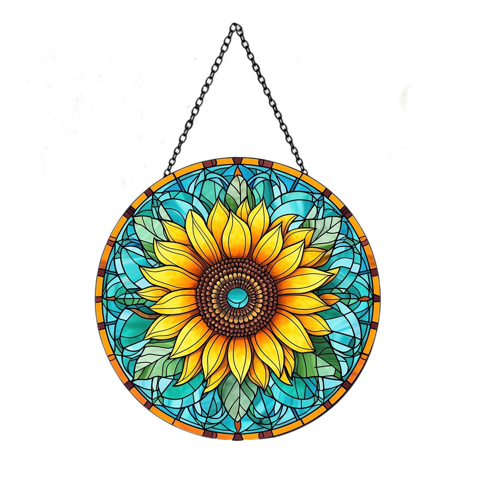 Sunflower Hanging Stained,Vibrant Sunflower Stained Suncatcher, 6-Inch Decorative Window Ornament Home Decor Gif for Plant Lover Housewarming Party