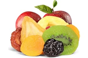 Dried Mixed Fruit with Prunes by It's Delish, 2 lbs (32 Oz) Bulk | Snack Mix of Prunes, Apricots, Plums, Apple Rings, Nectarines, Peaches, Pears, Kiwi Slices | Dry Fruits - Vegan Kosher Healthy Snacks