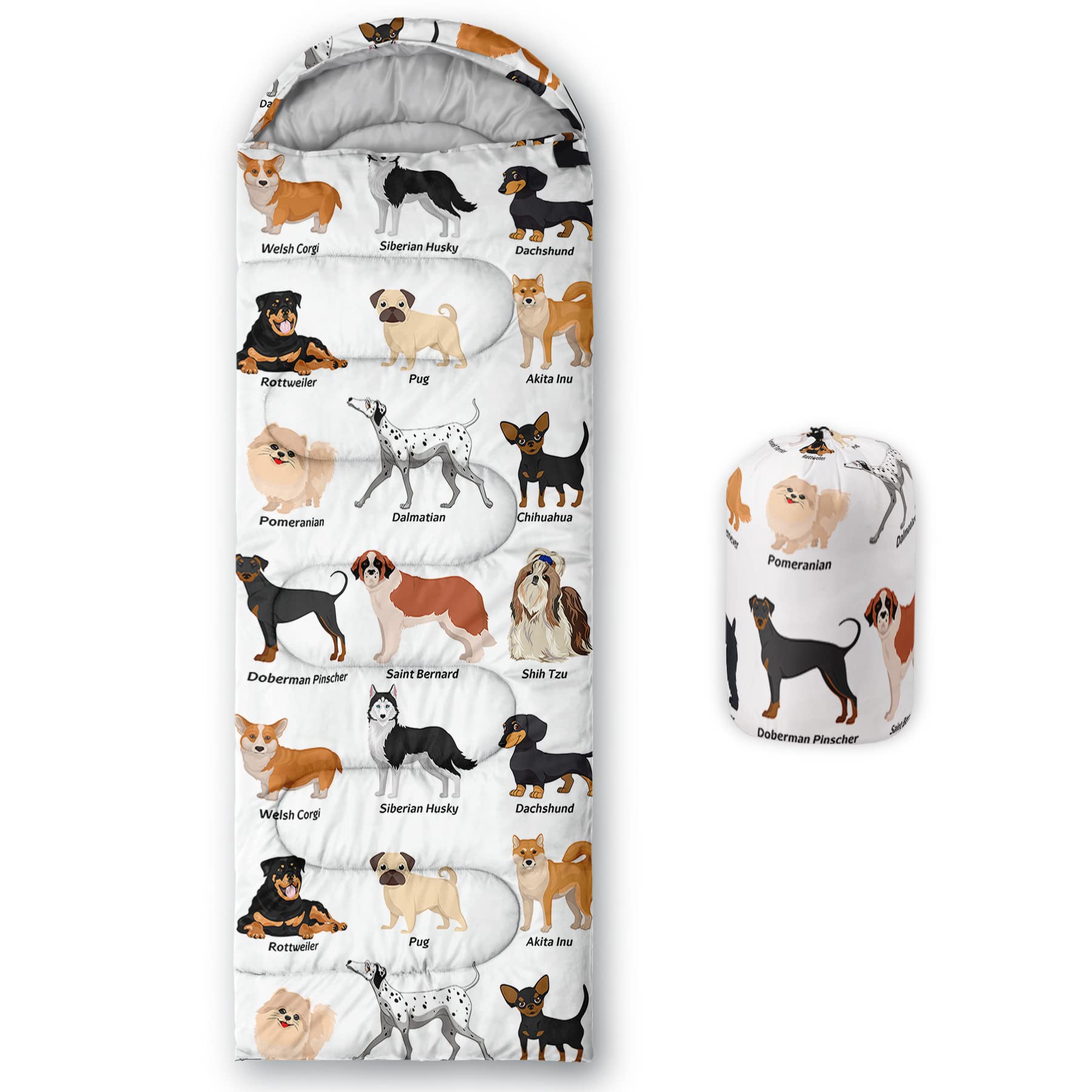 Photo 1 of BSNTHO Cute Cartoon Dog Printed Camping Sleeping Bags,3 Season Warm & Cool Weather,Lightweight,Waterproof Sleeping Bags for Adults & Kids,Traveling,and Outdoors,Camping Gear Equipment,31x90inch