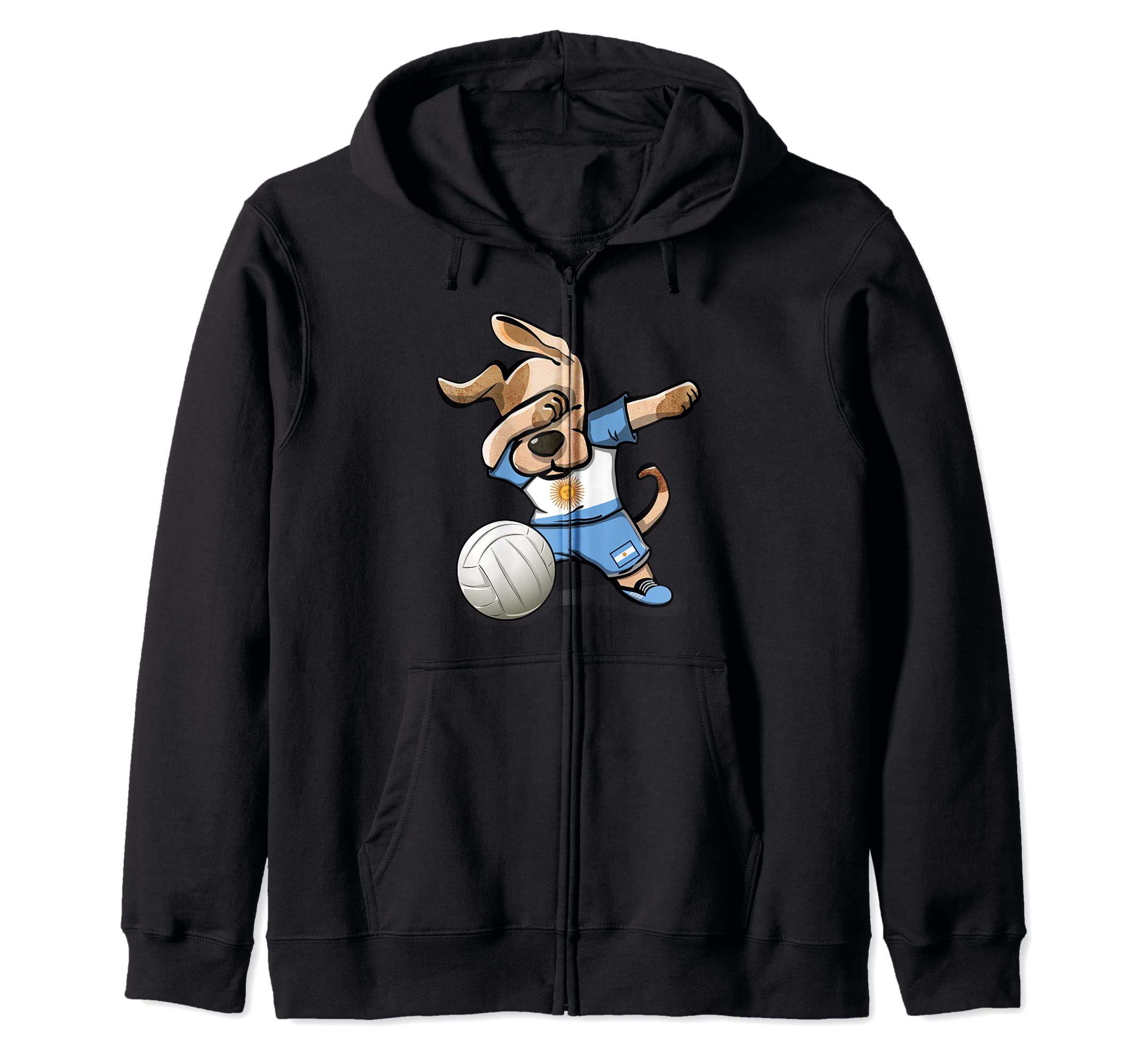 Dab Dog Proud Argentina Volleyball Lovers Argentinian Flag Zip Hoodie