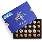 Godiva Patisserie Belgian Chocolate Truffles Gift Box, Dessert, 24 Pc | Gourmet Belgian truffles, Assorted Dessert-inspired Flavors, Ganache, mousse &amp; praline centers, Kosher, Blue gold-accent box