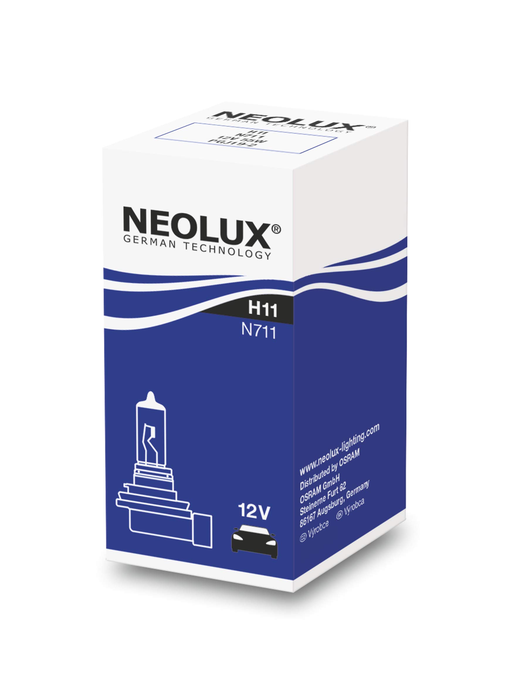 NEOLUX Standard H11, Car and Motorcycle Halogen Headlight, N711, 3200 K, 12V, 55W, Folding Box (1 Bulb)