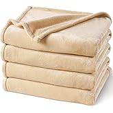 PHF Ultra Soft Fleece Blanket Twin Size, No Shed No Pilling Luxury Plush Cozy 300GSM Lightweight Blanket for Bed, Couch, Chair, Sofa Suitable for All Season, 66" x 90", Beige