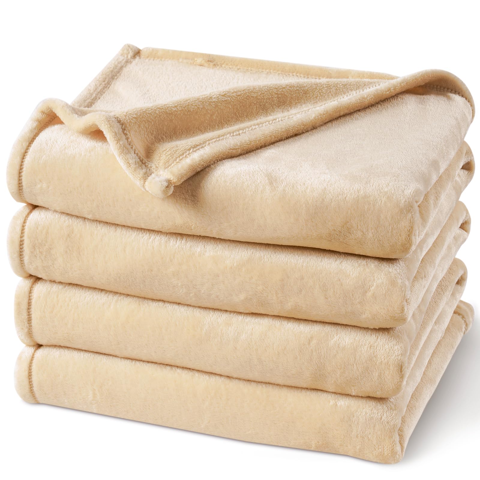 PHF Ultra Soft Fleece Blanket Single Size 130x150cm, No Shed No Pilling Luxury Plush Cozy Flannel 280GSM Lightweight Throw Blanket for Bed, Couch, Chair, Sofa Suitable for All Season, Beige — image 1
