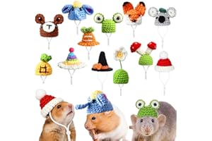 ZIOU 12 Pcs Hamster Hats Mini Party Hats for Small Animals, Cute Hand Knitted Tiny Hats for Snakes Lizards Bearded Dragon Guinea Pig Bunny Reptile Pets Clothes Holiday Party Costume Accessories(Fresh)