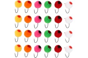 YINETTECH 24Pcs Fly Fishing Flies Kit Insect Egg Flo-ating Bait Brass Bead Head Lure for Salmon Steelhead Trout 15x6.3mm Mult
