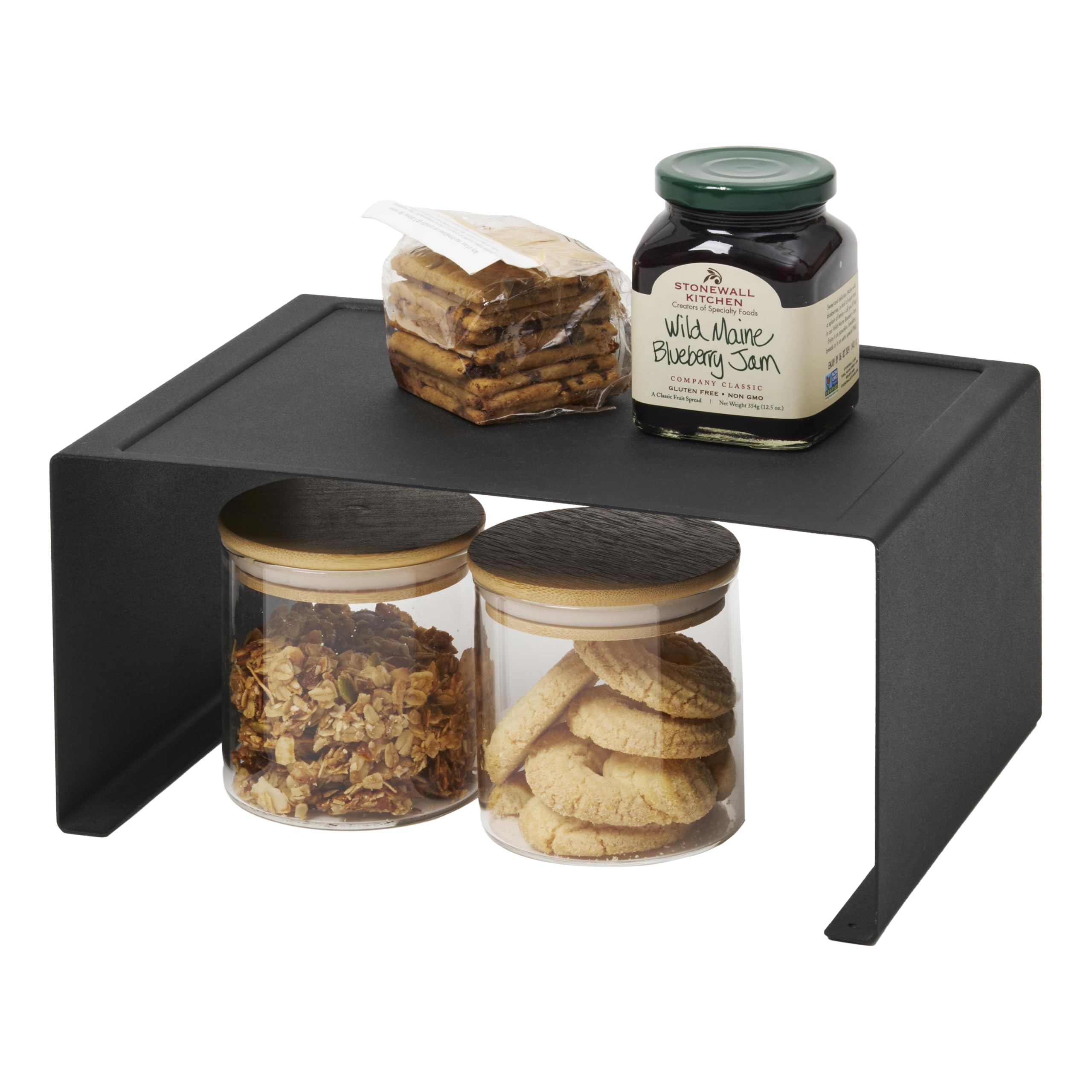 Yamazaki 3792 Tower Stackable Kitchen Rack, Black, Steel, Minimalist, 30.5 x 22 x 14 cm