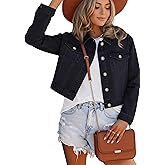 JMOJO 2026 Cropped Denim Jacket for Women Stretchy Fitted with 2 Pockets – Lightweight Trendy Short Jean Shacket