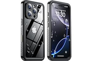 Justcool for iPhone 16 Pro Case Waterproof, [12FT Military Drop Proof] [IP68 Waterproof] Built-in Screen Protector Full Body Shockproof Dustproof Case for iPhone 16 Pro 6.3", Black