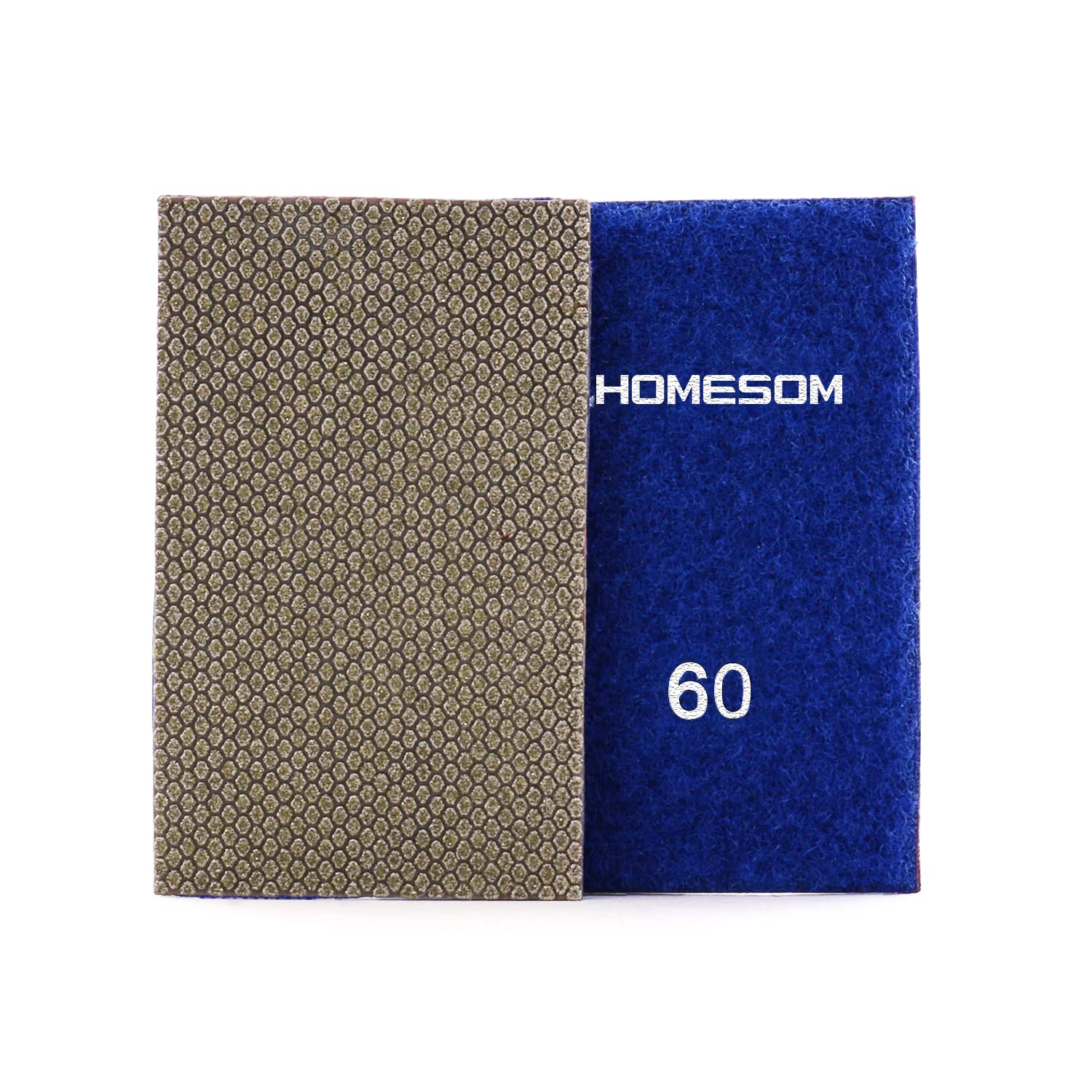 HOMESOM 2pcs Diamond Sandpaper Polishing Abrasive Paper,Hook Loop Back Electroplated Hand Polishing Sheet For Concrete Granite Glass(60 Grit)