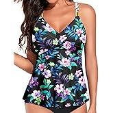 Womens Flowy Tankini Tops Only - Twist V Neck Swimsuit Top Loose Fit Bathing Suit Top Modest Swim Tops No Bottom 2025
