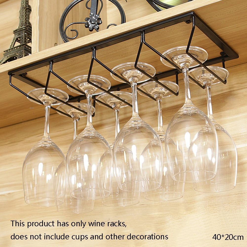 Portabicchieri Da Vino Sotto Mensola - Supporto Per Calici A 3 File, Nero, Per Armadietti E Cucina