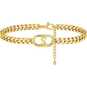 Ritach Ankle Bracelets for Women Waterproof - Gold/Silver Initial Anklet | 14K Gold Plated, Stainless Steel Initial Anklets f
