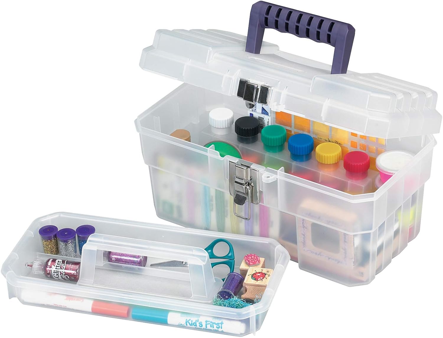 Akro-Mils 09514CFT ProBox 14-Inch Plastic Art Supply, Craft or Medical Storage Toolbox with Removable Tray, (14-Inch x 8-Inch x 8-Inch), Clear - - 