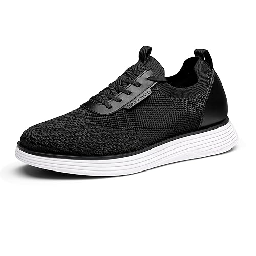 Bruno Marc Men's Breathable Knit MaxFlex III Mesh Dress Sneakers, Lightweight Lace Up Casual Business Oxfords Comfortable Shoes,Size 9,Black/White,SBOX2317M