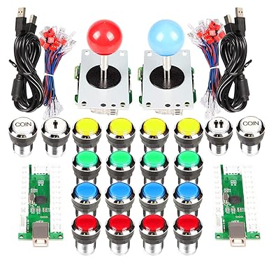 EG STARTS 2 Spieler Klassische Arcade Wettbewerb DIY Kits USB Encoder Zum PC Joystick + 8 Möglichkeiten Aufkleber + Chrome LE