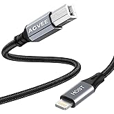 AGVEE 5ft Lightning OTG MIDI Cable USB Type-B Cord Compatible with iPhone iPad iOS for Electronic Music Instrument, Piano, Mi