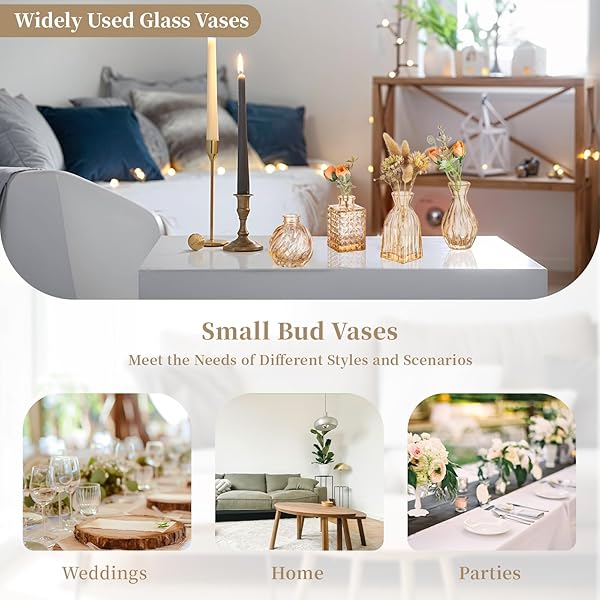 GLASSEAM GLASS SMALL VASES FOR CENTERPIECES: CUTE BUD VASES IN BULK 28 VINTAGE RUSTIC MINI VASES FOR FLOWERS CHAMPAGNE PINK CENTERPIECE VASE FOR TABLE DECOR WEDDING PARTY DECORATIONS