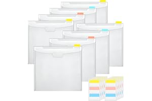 Caydo 8 Pieces Scrapbook Paper Storage Organizer with Buckle Design, Scrapbook Storage and Organization with Large Sticky Index Tabs Hold 12 x 12Inch Scrapbook Paper, Vinyl Paper and Cardstock