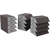 12 Pack Single Sanding Sponge Set - 80/100/120/180/220/240 Grit Sanding Blocks Assortment, Washable and Reusable,for Wood,Dry