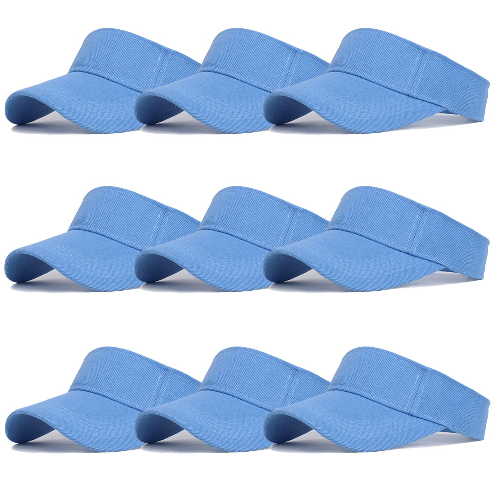 Photo 1 of Ultrafun 9Pack Kids Sun Visor Hat UV Protection Sports Tennis Beach Summer Visor Hats for Boys Girls Aged 5 to 12 Years (9Pack-Light Blue)