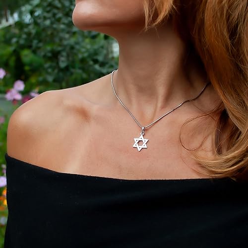 925 Sterling Silver Jewish Star of David Necklace Interlocking