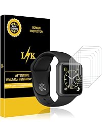 [6 Pack] LK for Apple Watch Screen Protector (38mm Series 3/2/1 Compatible), Liquid Skin [Full Coverage] [Anti-Bubble] HD Clear with Lifetime Replacement Warranty