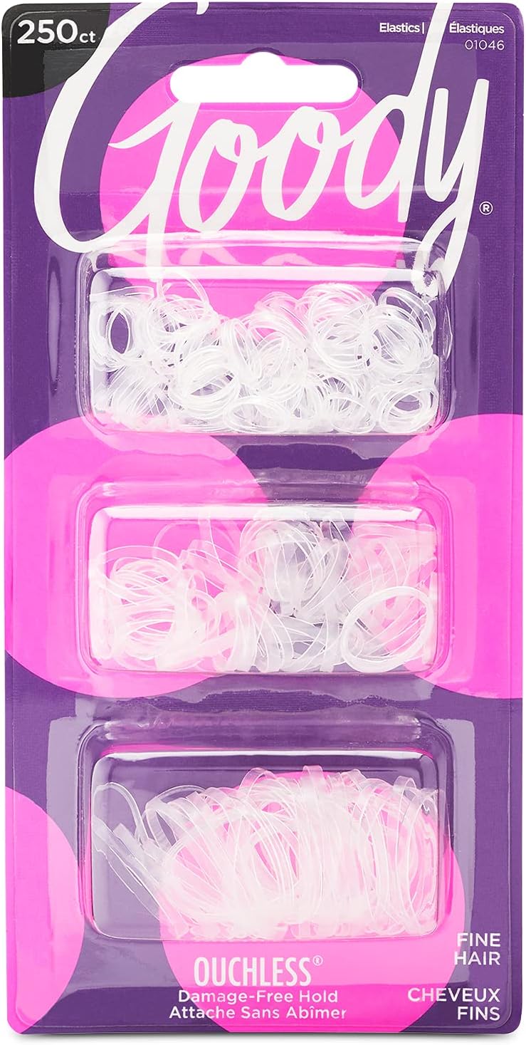 GOODY Multi Clear Elastic Ponytail Holders 250 Count - Everyday Hair Ties