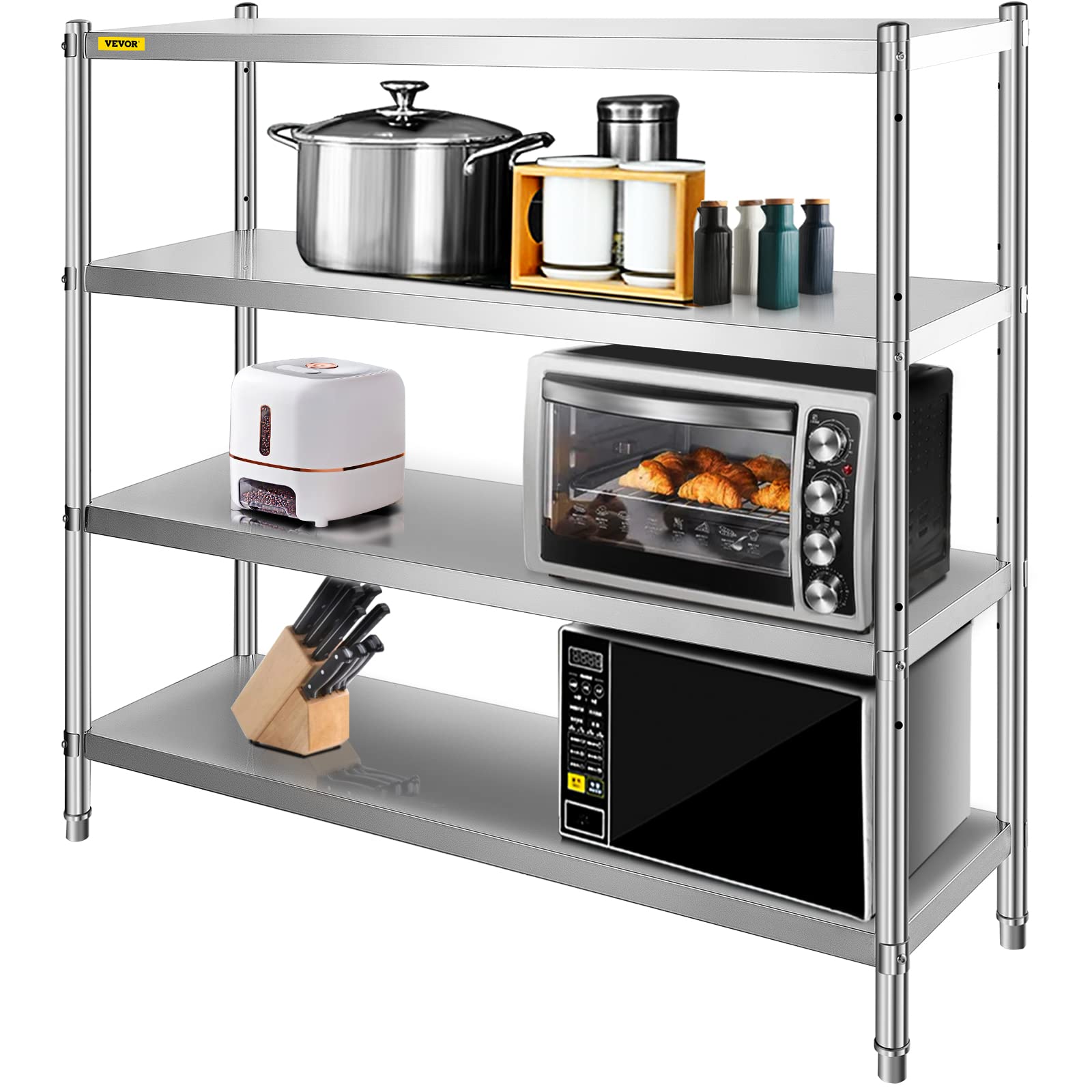 Photo 1 of *** FOR PARTS ONLY/ Missing Accessories, Legs & Sod Connections/Only Shelving Pieces in the Box*** VEVOR Storage Shelf, 4-Tier Stainless Steel Shelving, Storage Shelving Unit, 70.9 x 17.7 x 59.1 Inch Heavy Duty Storage Rack Shelving, 1320 Lbs Total Capaci