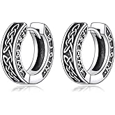 NIFUNAO Viking Celtic/Wolf/Skull Viking Earrings 925 Sterling Silver Vintage Hoop Earrings for Men Women Viking Jewelry Gifts