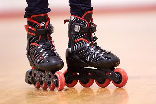 Roller Derby Girl's Stinger 5.2 Adjustable Inline Skates – Small Size Fits Shoe Sizes 12-2, Easy Lace System