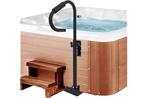 Neorexon Hot Tub Handrails, 38"-58" Adjustable Height SPA Handrail with 360 Swivel Option& Non-Slip Handle, 600 LBS SPA Side Handrail Slide Under Mount Base for Indoor & Outdoor