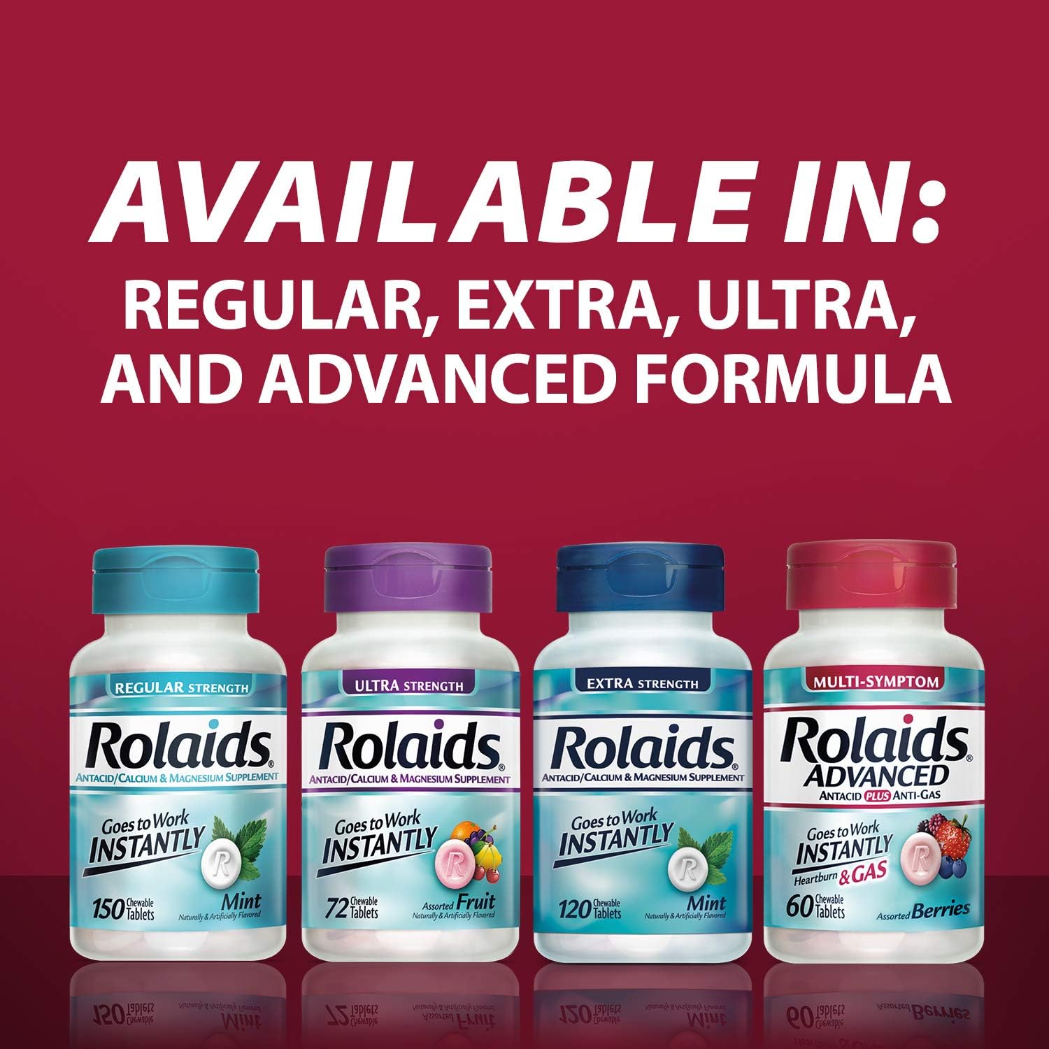 Rolaids Advanced Antacid Plus Anti Gas Tablets Mixed Berry, 60 Count: Health & Personal Care