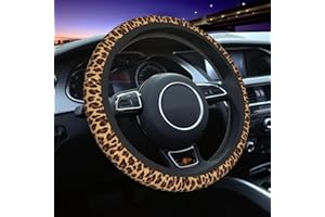 KUOAICY Leopard Steering Wheel Covers Non Slip Neoprene Steering Wheel Protector Cover Universal 15 Inch for Men Women