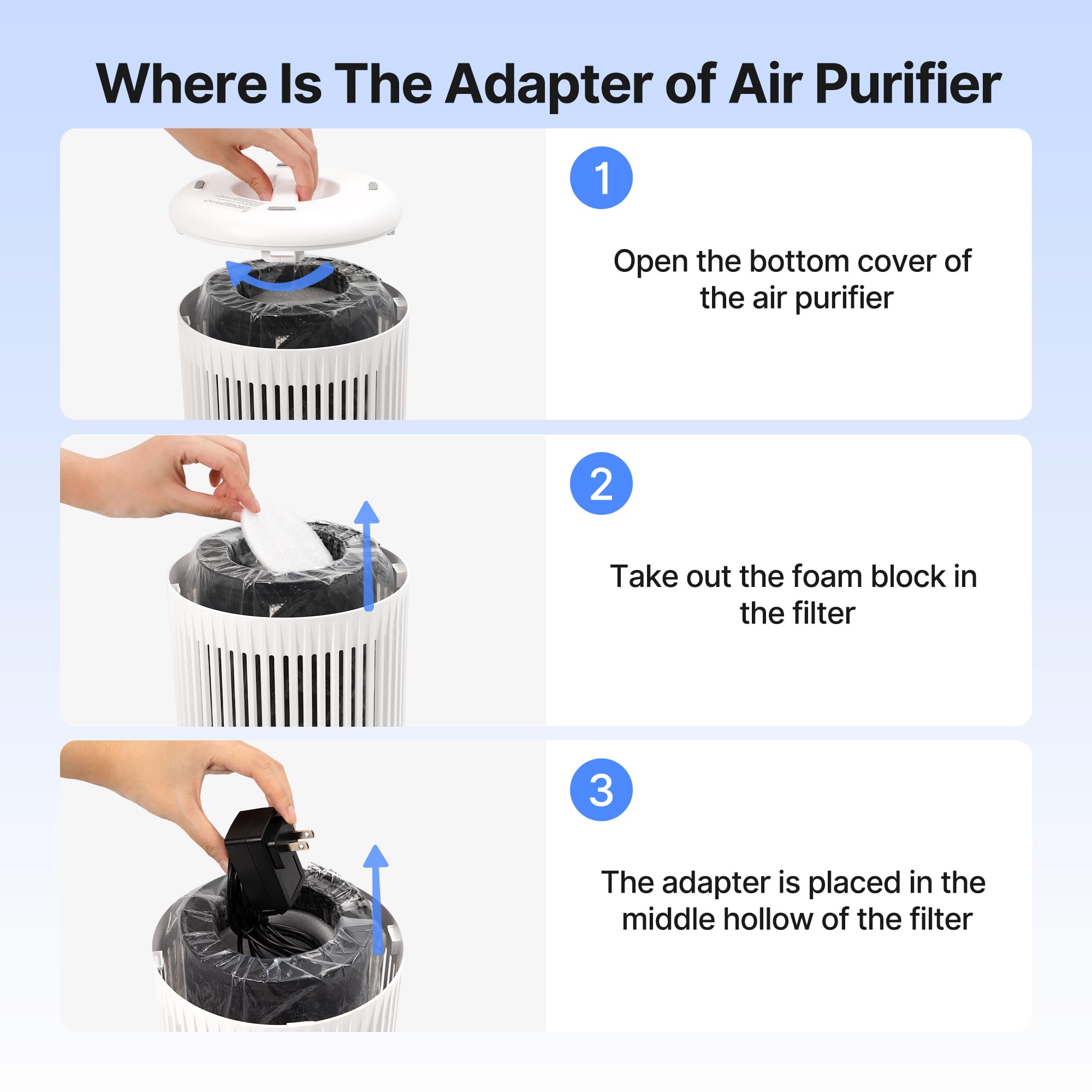 Air Purifiers for Bedroom Home, Air Purifier for Smoke Odors with Fragrance Sponge, Small Air Purifier with Sleep Mode for Bedroom Office, Blue Night Light, Ivory, 1 Pack+3 Modes