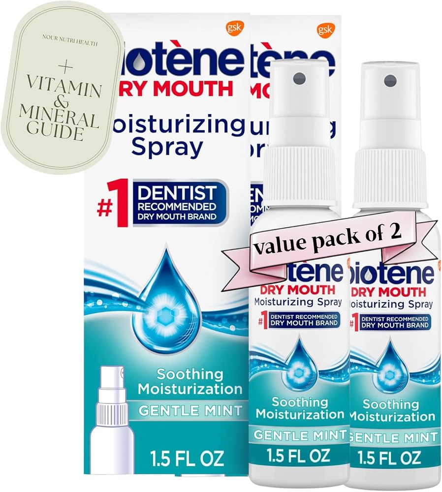 2 Packs of Biotenee Moisturizing Dry Mouth Spray, Moisturizing Spray for Dry Mouth and Bad Breath, Gentle Mint - 1.5 fl oz +