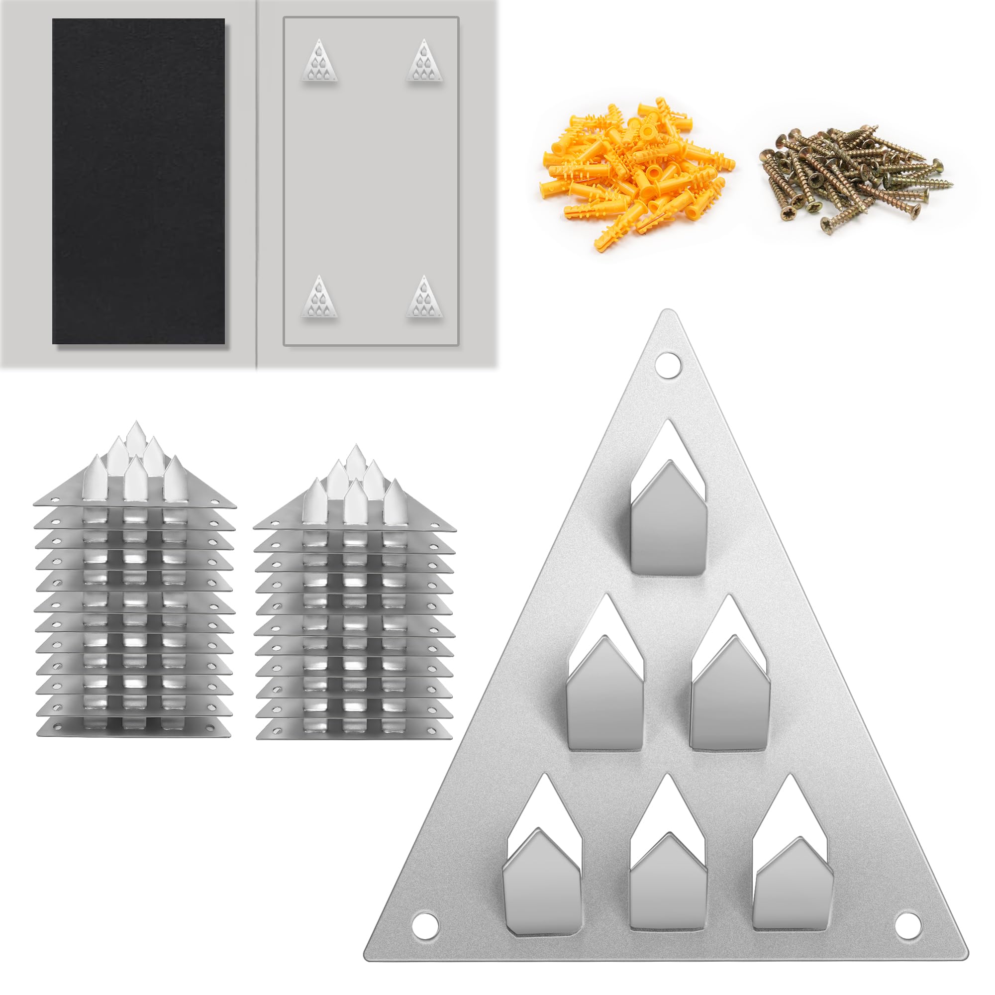Photo 1 of 36 Pack Surface Mount Impaler Acoustic Panel Mounting Hardware - 4.6" X 3.9" Triangle Push-On Impaler Mount with Screws, 6-Prong Angled Acoustic Insulation Impaling Clips for Soundproof Wall Panels