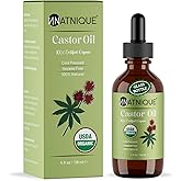 Natnique Castor Oil 4oz – USDA Certified Organic, 100% Pure Cold Pressed Unrefined Oil for Hair Growth, Eyelashes, Eyebrows & Scalp – Natural Skin Moisturizer, Lash Serum & Hair Treatment